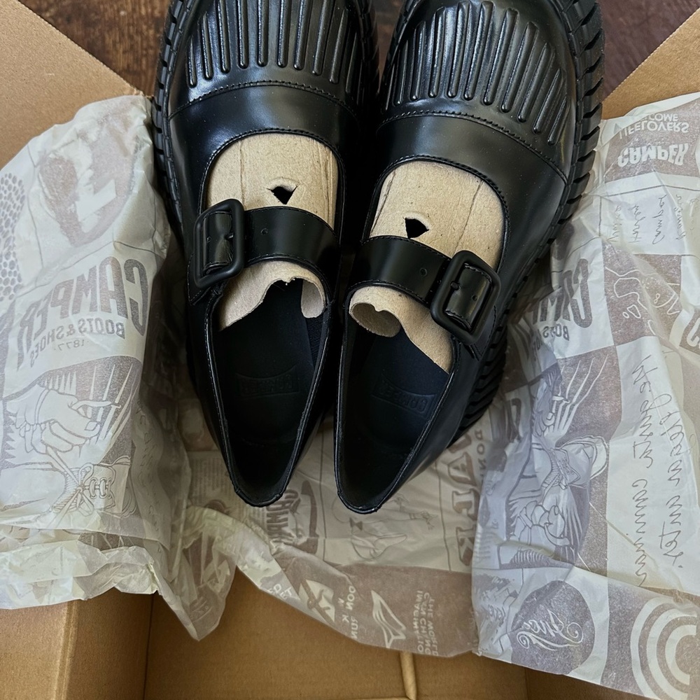 Camper Black Mary Jane Shoes with Buckle - Picture 2 of 10